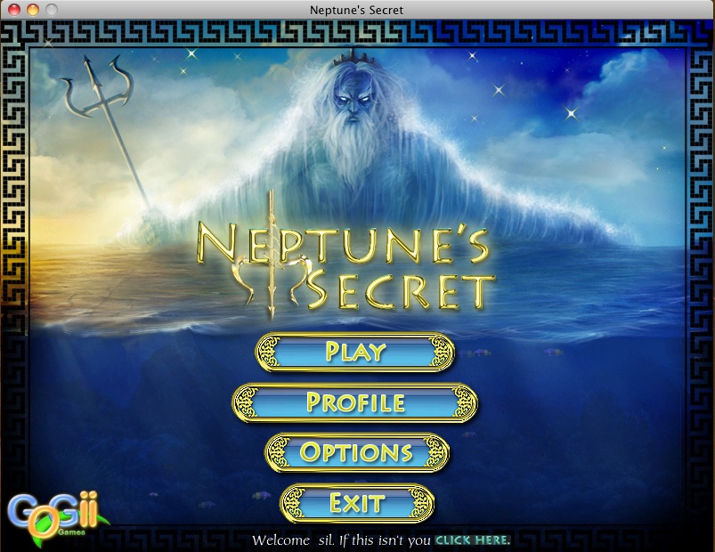 Neptune's Secret 1.0 : Main menu