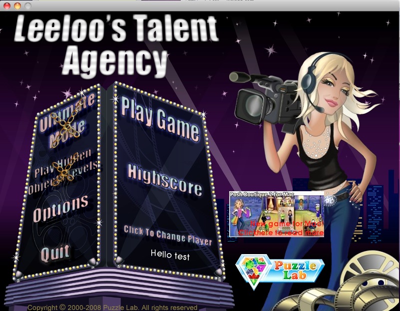 Leeloo's Talent Agency 1.0 : Main menu