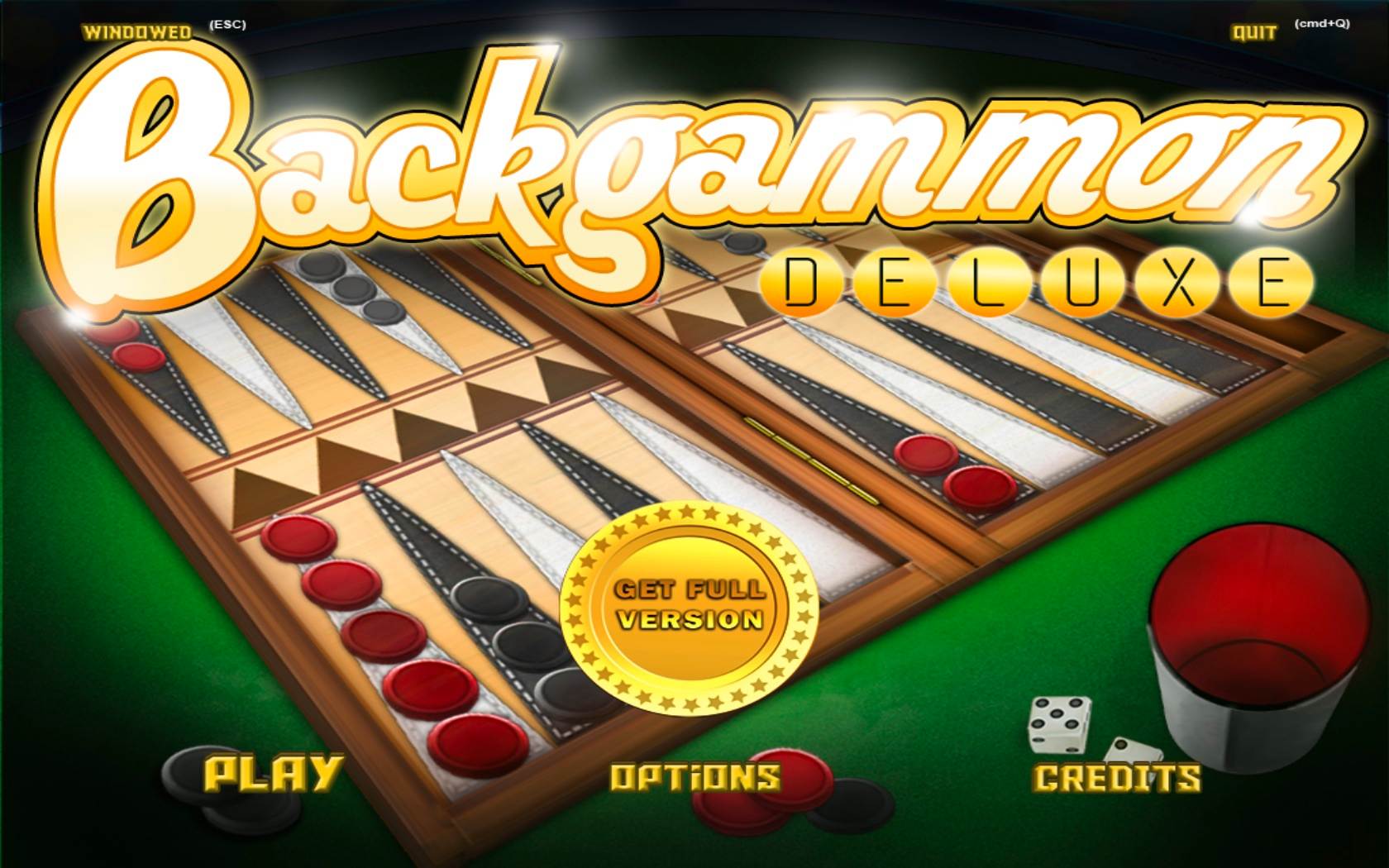 Backgammon Deluxe! : Main menu