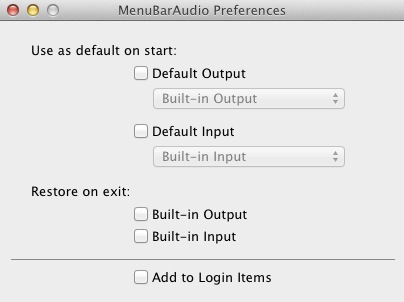 MenuBarAudio 1.0 : Preferences
