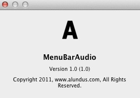 MenuBarAudio 1.0 : About window