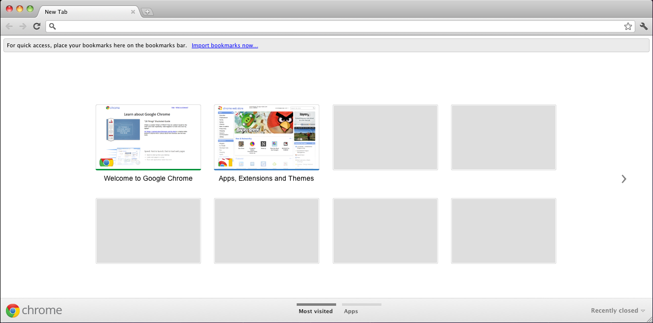 Google Chrome 15.0 : Google Chrome Start Screen