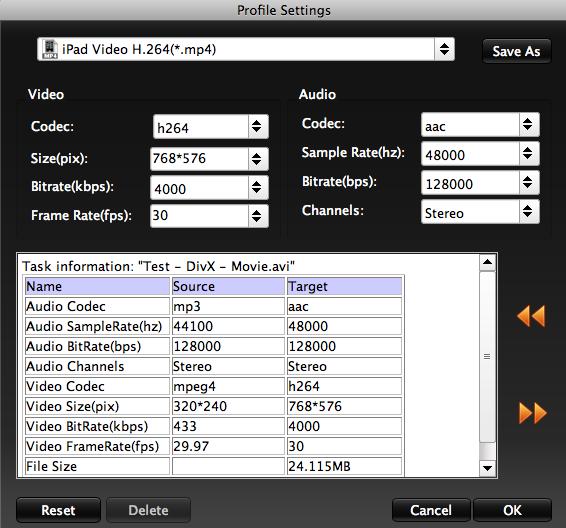 Aunsoft Video Converter 1.4 : Profile Settings