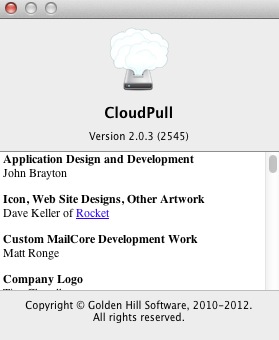 CloudPull 2.0 : About window