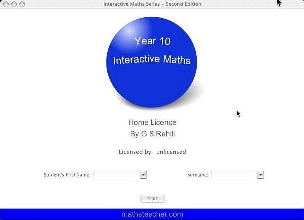 Year 10 Maths 5.0 : Main Window