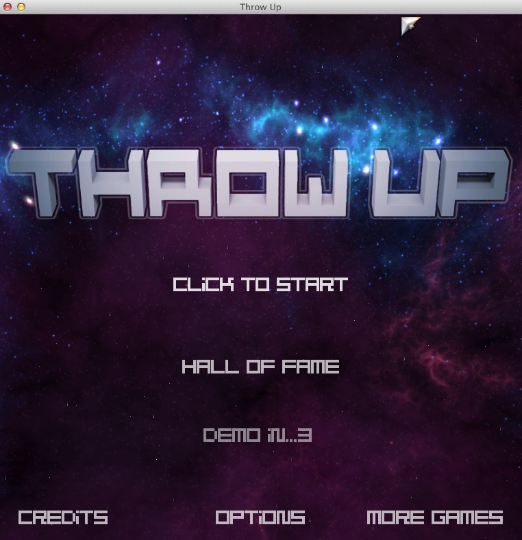 ThrowUp 1.0 : Main menu