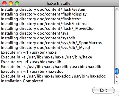 haXe Installer 2.0 : Main window