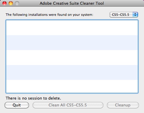 Adobe Creative Suite Cleaner Tool 3.0 : Main window