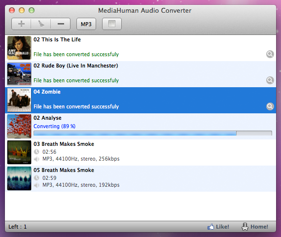 MediaHuman Audio Converter 1.2 : Main Window