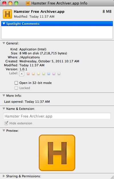 Hamster Free Archiver 1.0 : Application Information