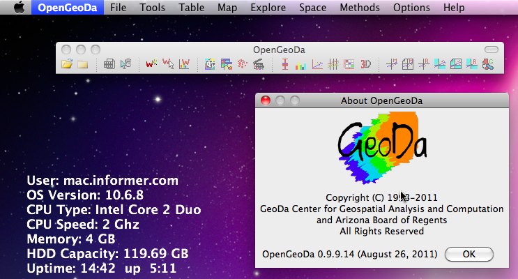 OpenGeoDa 0.9 : Main window