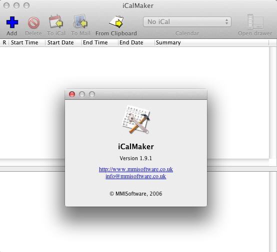 iCalMaker 1.9 : Main Window