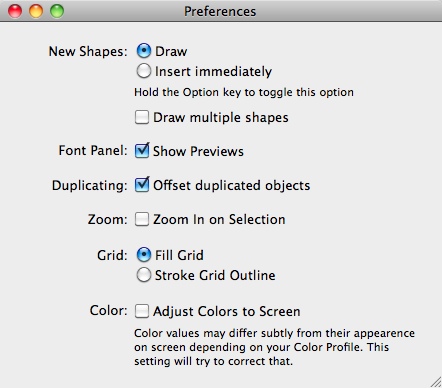 Sketch 2.0 : Preferences window