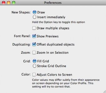 Preferences window