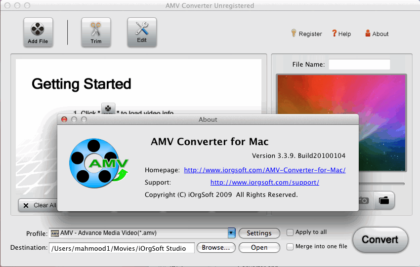 AMV Converter 3.3 : Main Window
