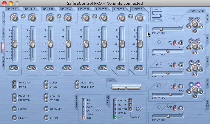SaffireControl Pro 2.3 : Main window