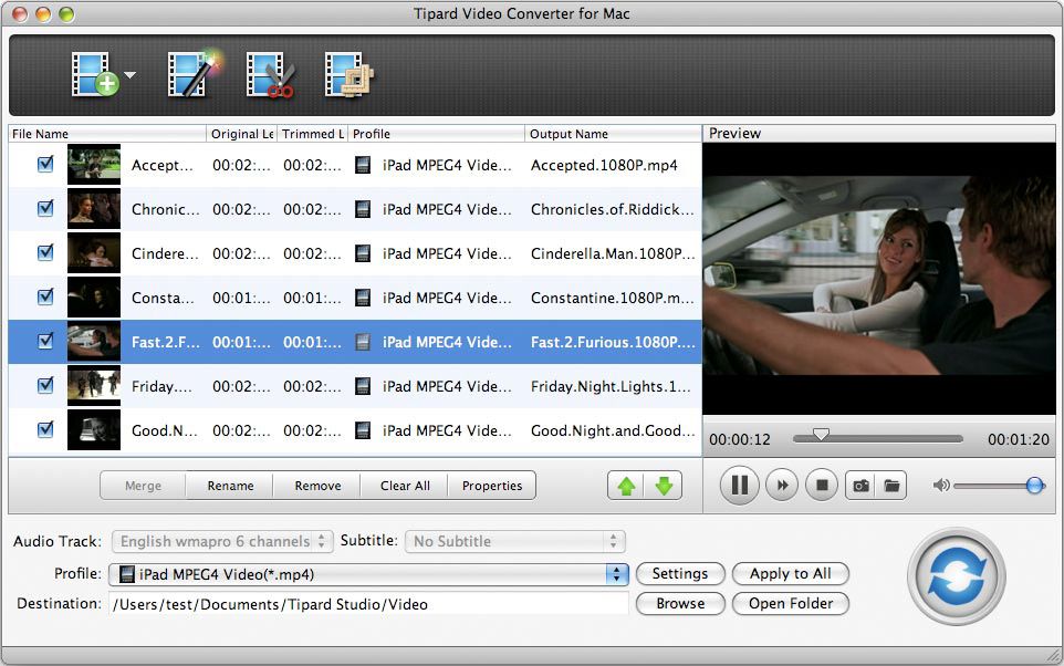 Tipard Video Converter for Mac 3.6 : Program window