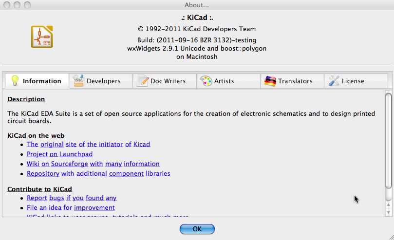 kicad 3.1 : Main window