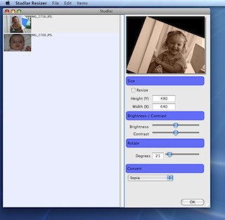 StudlarResizer 1.2 beta : Screenshot of the program.
