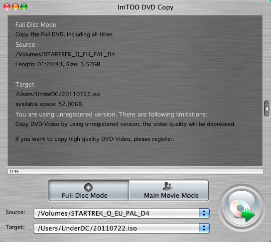 ImTOO DVD Copy 1.5 : Main window