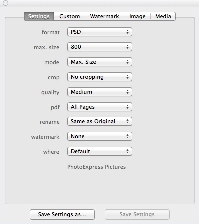 PhotoExpress 2 2.5 : Configuring Output Settings