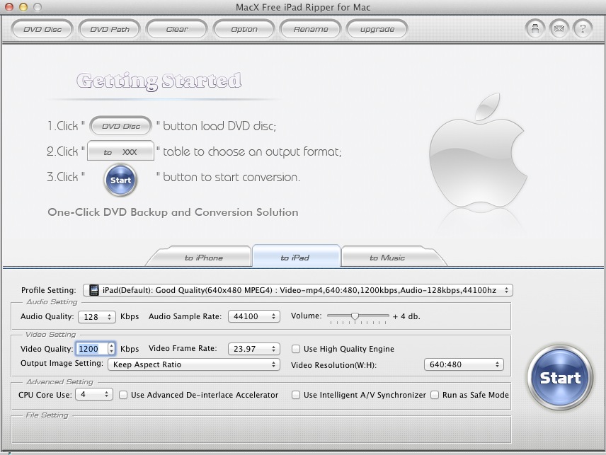 MacX Free iPad Ripper for Mac 2.0 : Main window