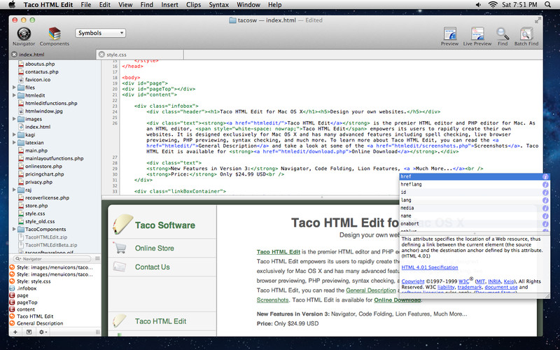 Taco HTML Edit 3.0 : Taco HTML Edit screenshot