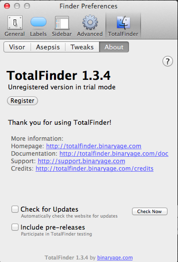 TotalFinder 1.3 : About Window