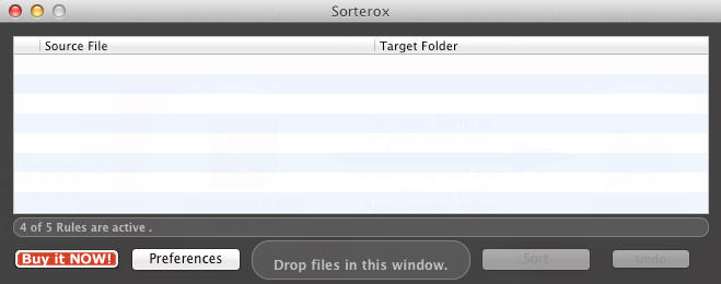 Sorterox 0.9 beta : Drop files