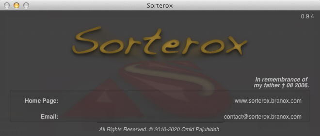 Sorterox 0.9 beta : About