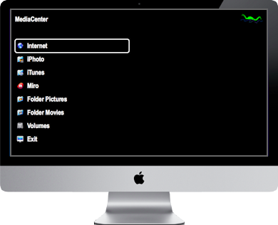 nessMediaCenter 1.4 : nessMediaCenter start screen on iMac