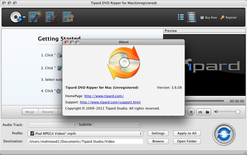 Tipard DVD Ripper for Mac 3.6 : Main Window