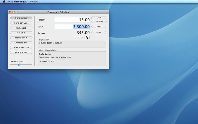 Percent Calculator 1.0 : Percent Calculator screenshot