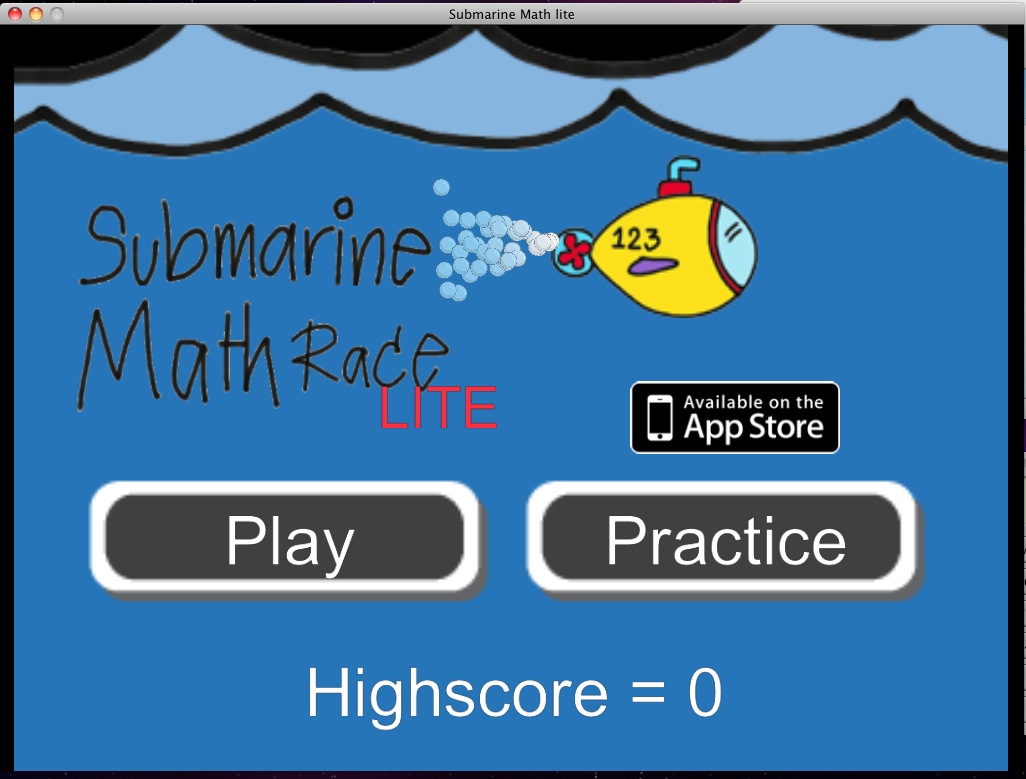 Submarine Math Lite 1.1 : Main menu