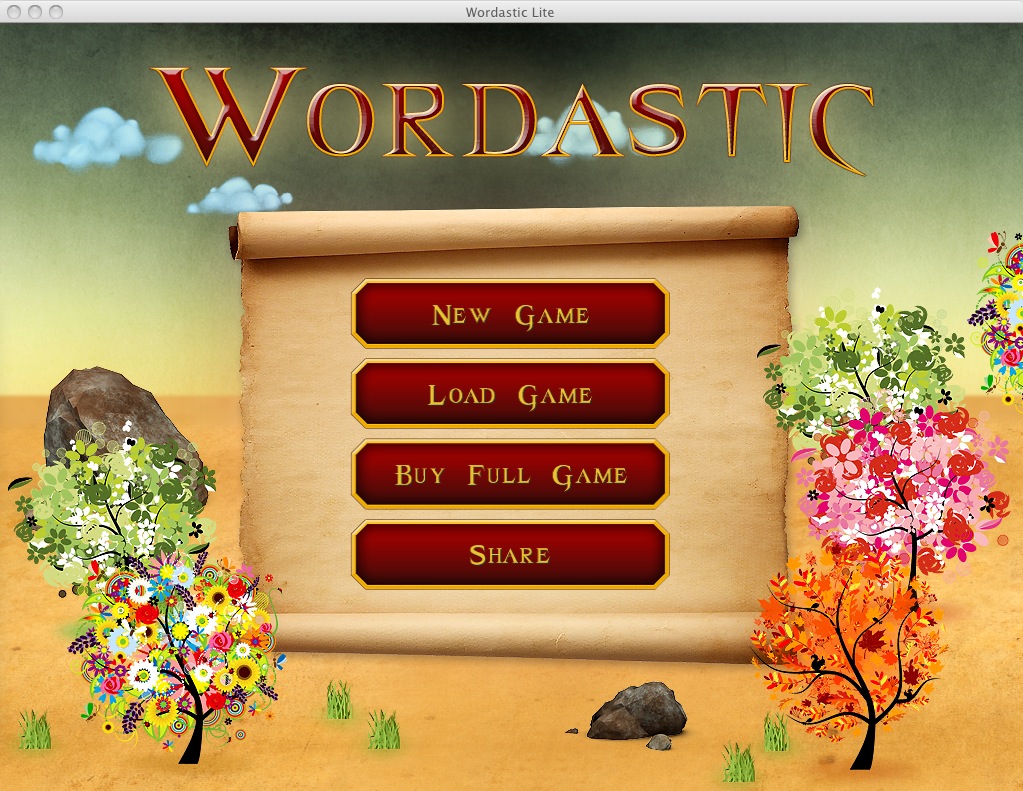 Wordastic Lite 1.0 : Main menu