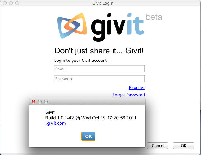 Givit 1.0 beta : Main Window
