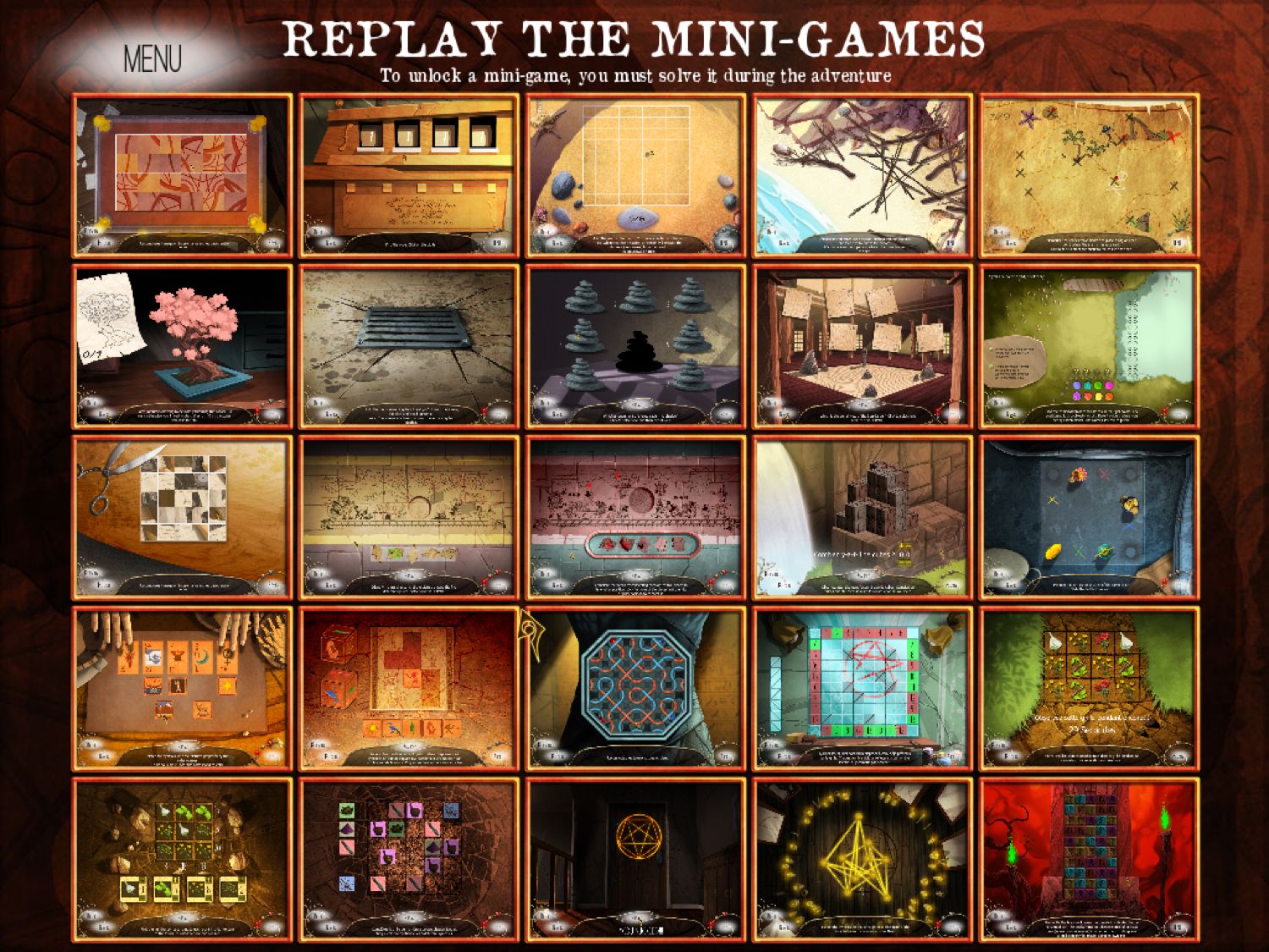 Age of Enigma: The Secret of the Sixth Ghost 1.0 : Mini-game selection