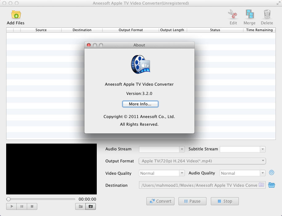 Aneesoft Apple TV Video Converter 3.2 : Main Window