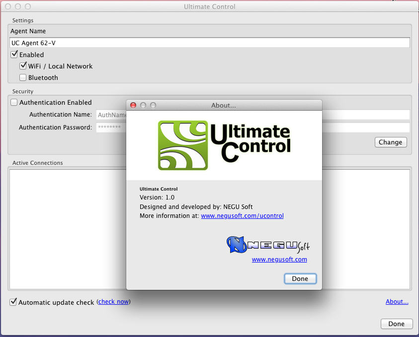 Ultimate Control 1.0 : Main Window