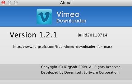 Free Vimeo Downloader for Mac 1.2 : About window