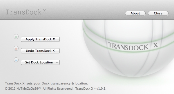 TransDock X 1.0 : Main Screen