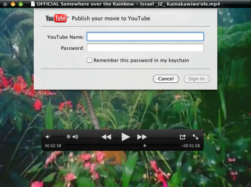 QuickTime Player 10.0 : Export to YouTube