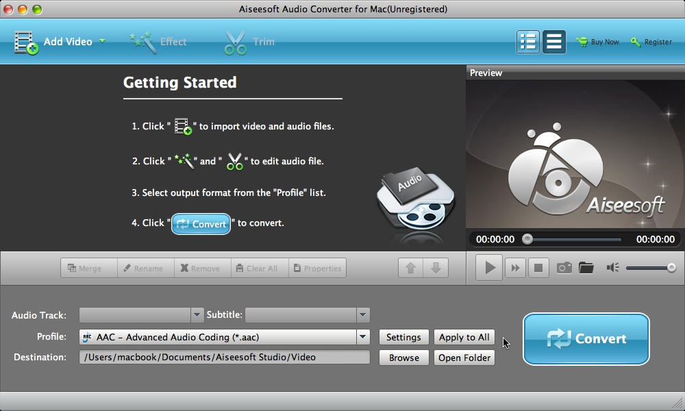Aiseesoft Audio Converter for Mac 6.2 : Main Window