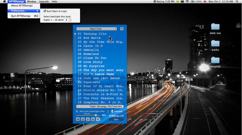 AFTERsongs 1.6 : Main window