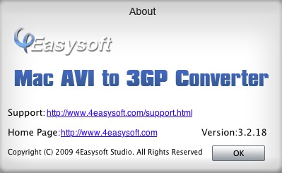 4Easysoft Mac AVI to 3GP Converter 3.2 : About window