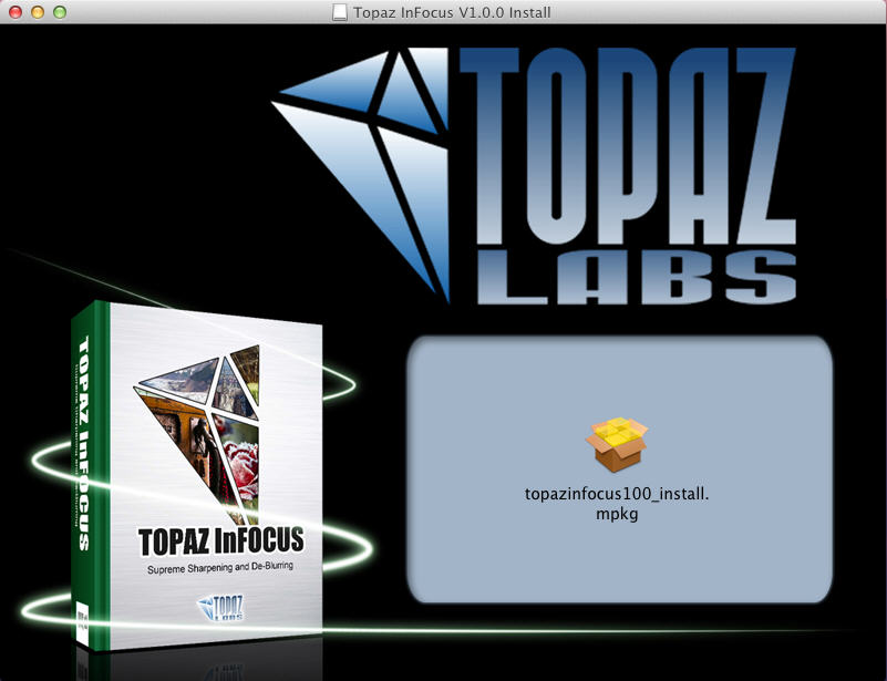 Topaz Infocus 1.0 : Install Window