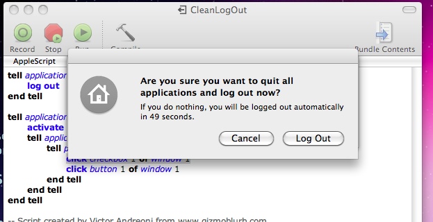 CleanLogOut 2.0 : Main window