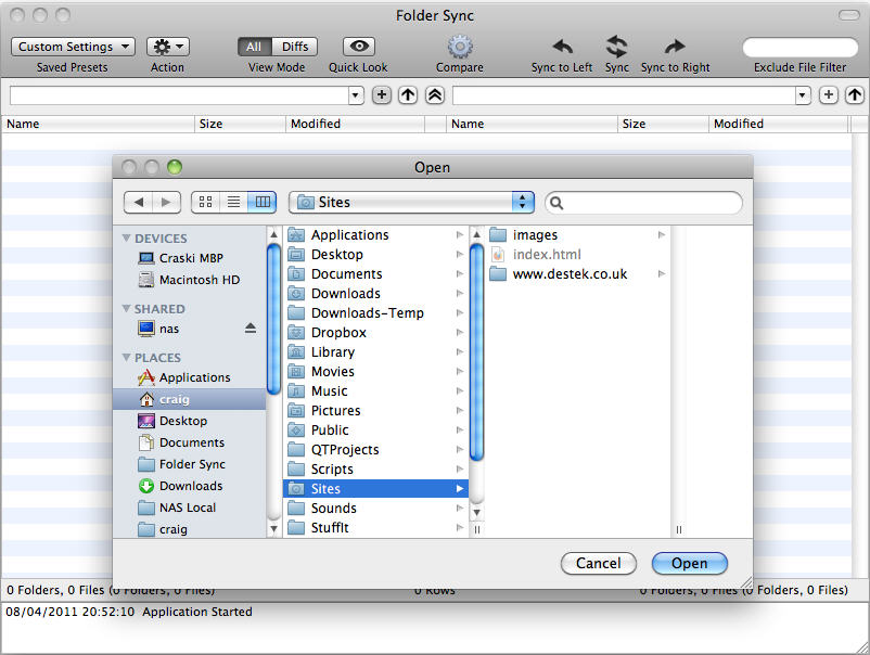 Folder Sync 1.3 : Main Window