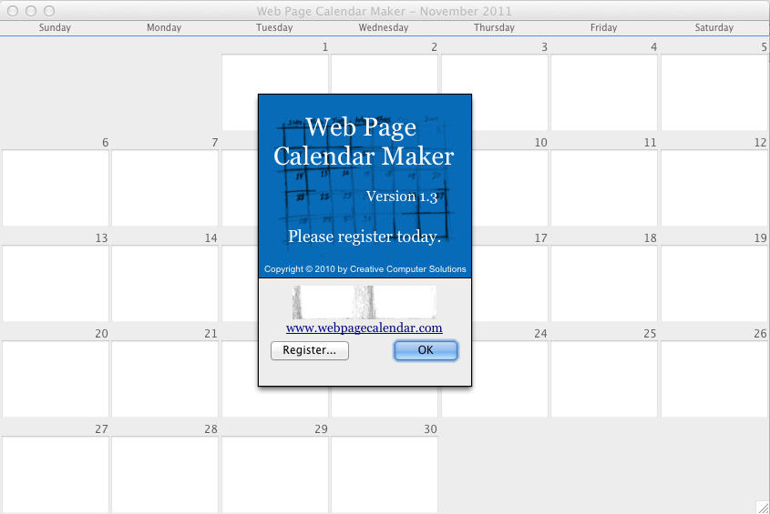 Web Page Calendar Maker 1.3 : Main Window