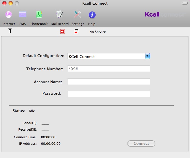 Kcell Connect 1.0 beta : Main window